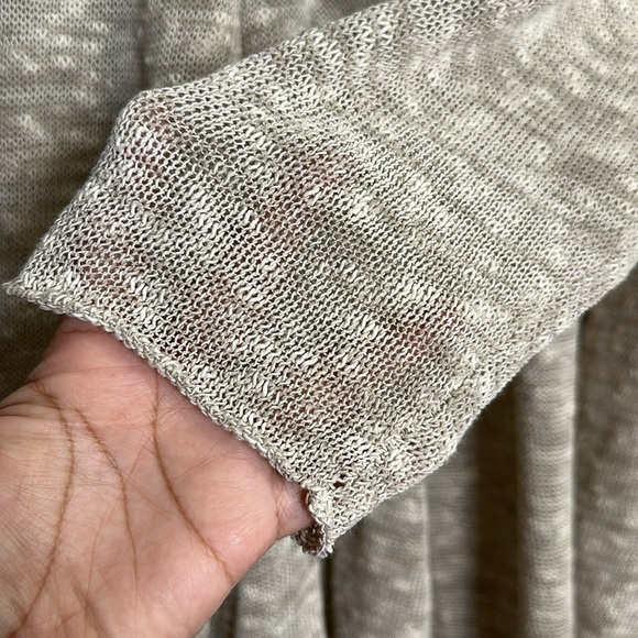 EILEEN FISHER Woman 2X Open Front Cardigan Organic Linen Blend Beige Drape Fit - Picture 3 of 9